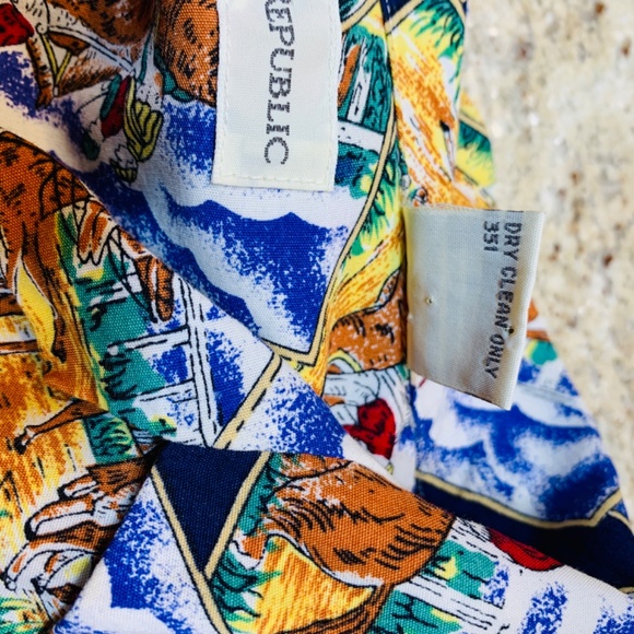 Vintage Banana Republic Button Up Shirt Medium Equestrian Horse Print Preppy - Picture 15 of 15